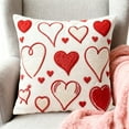 thumbnail image 1 of Valentine's Day Heart Decorative Throw Pillow Cover | Romantic Gift for Couples | 45x45cm Sofa Couch Cushion Cover | Red Polyester Home Decor for Bedroom Living Room | 1 Piece, 1 of 6
