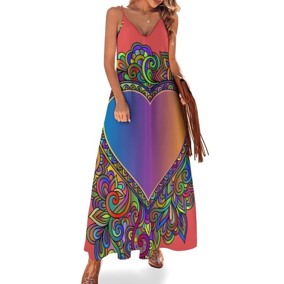 Valentine's Day Heart Designs Sleeveless Dress summer outfits for women sexy dress for women