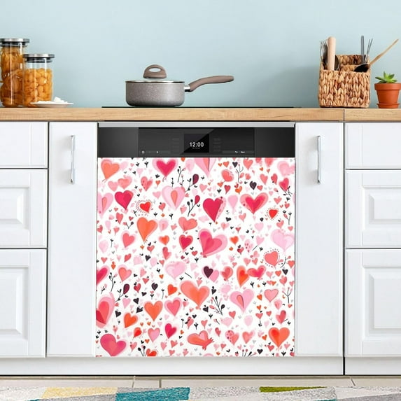 Valentine's Day Heart Dishwasher Magnet Cover Magnetic Dish Washer Front Door Cover Panel Decal Trimmable Magnet Sticker for Kitchen Appliance 20 x 26 Inch Home Decor