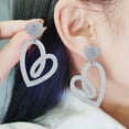 thumbnail image 1 of Valentine's Day Heart Earrings for Women, Glitter Hollow Outline Dangle Drop Earrings, Romantic Gift Jewelry, Korean Style Party Wedding Date Night Accessories, 1 of 6