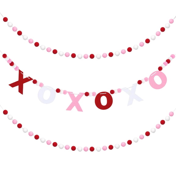 Valentine's Day Heart Felt Bunting Banner, Xoxo Design For Romantic Weddings, Parties, And Special Events - Heart Shaped Felt Decor With Xoxo Letters, Perfect For Wedding Party