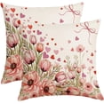 thumbnail image 1 of Valentine''s Day Heart Flowers Pillow Covers 16x16 Inch Pink Floral Love Heart Throw Pillows Soft Durable Cushion Covers Anniversary Wedding Mother''s Day Pillow Cases for Bed Sofa Decor Set of 2, 1 of 6