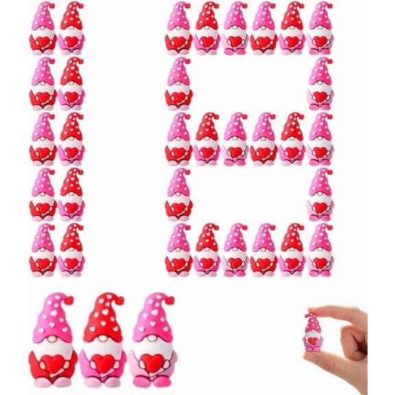 Valentine's Day Heart Gnomes, Rubber Mini Gnomes Figurines for Gift, Sculpture Decor to Hide and Seek, Unique Home Table Decor for Romantic Vibes, Cozy up Your Space with These Decorative