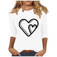 thumbnail image 1 of Valentine's Day Heart Graphic Shirts for Women Casual Crewneck 3/4 Sleeve Tops Cute Basic Tee Gifts, 1 of 4