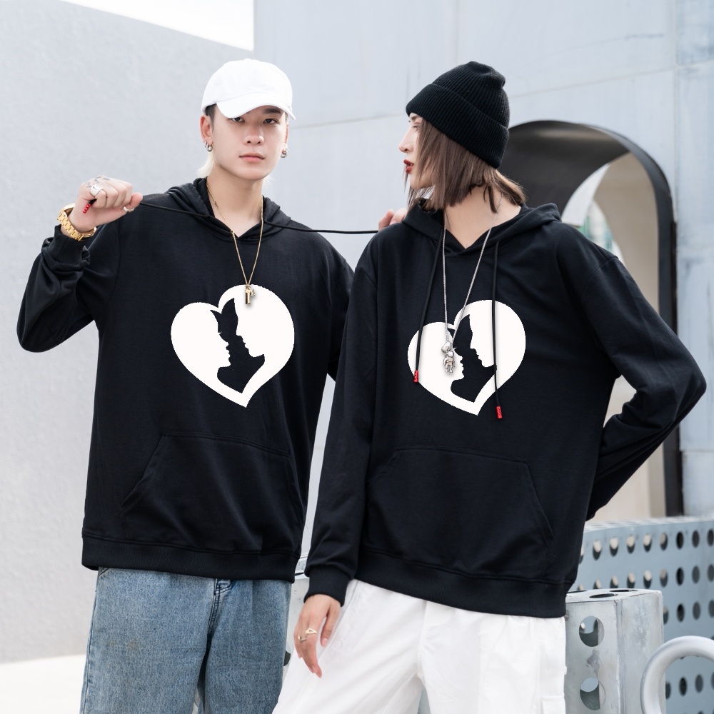 Valentine's Day Heart Matching Couple Sweatshirt Hoodie Lovers Match His  and Her Shirt, Hoodie Valentine's Day Gift,Black - Walmart.com