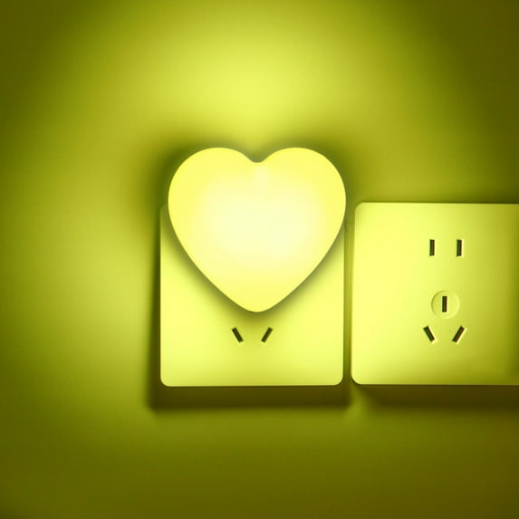 Valentine's Day Heart Night Light Plug In Romantic Valentine's Day Gift Nightlight for Her Him, Soft Glow Multiple Color Mood Lighting for Bedroom & Living Room Decor(Yellow)