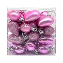 Valentine's Day Heart Ornaments-24Pcs Plastic Heart Shaped Baubles Hanging Ornaments for Valentine's Day Tree Decorations Valentine's Day Wedding Anniversary Party Holiday Decor(Pink,2x1.7")