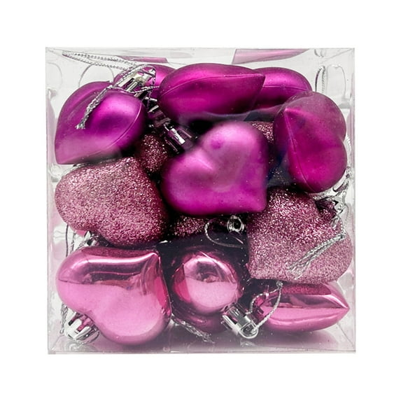 Valentine's Day Heart Ornaments-24Pcs Plastic Heart Shaped Baubles Hanging Ornaments for Valentine's Day Tree Decorations Valentine's Day Wedding Anniversary Party Holiday Decor(Purple,2x1.7")