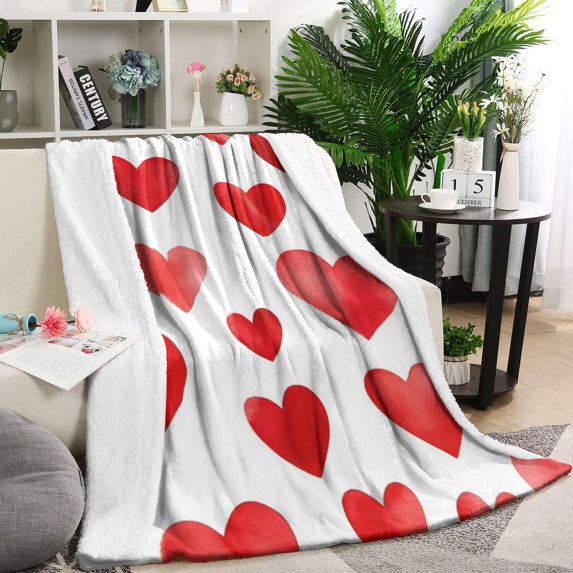 Valentine's Day Heart Pattern Blanket,Comfortable Soft Flannel Throw Blanket,All Season,Warm Lightweight Blankets for Sofa Bed Couch Living Room Chair,60"x80"(150x200cm)