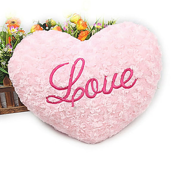 Valentine's Day Heart Pillow Plush Heart Shaped Pillow 3D Fluffy Heart Cushion Cute Plush Soft Throw Pillows Gift for Living Room Sofa Decoration(Pink)