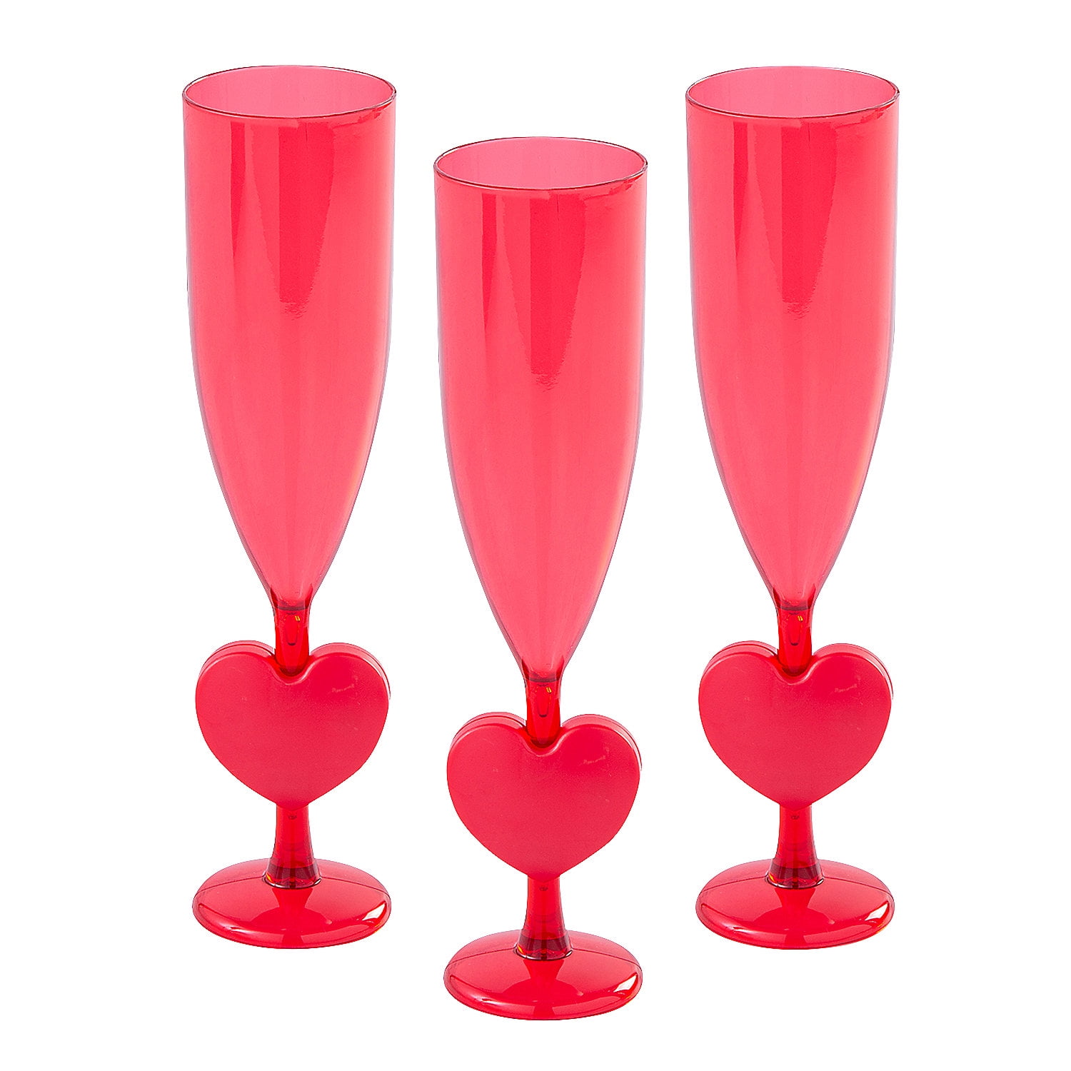 Valentine’s Day Heart Plastic Champagne Flutes - 12 Pc.
