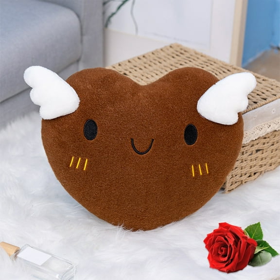 Valentine's Day Heart Plush Pillow – Cotton Huggable Stuffed Toy with Cute Face Soft Sofa Throw Cushion Decorative Love Gift for Loved Ones Bedroom Living Room Romantic Holiday Present