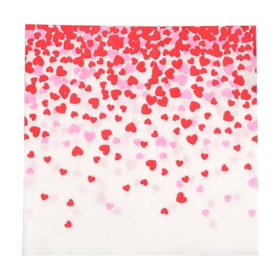 Valentine's Day Heart Print Disposable Handkerchief Napkins, Thickened Soft High Absorbency, Party Banquet Table Decor Facial Tissues, Easy Cleanup Creates Elegant Festive Atmosphere