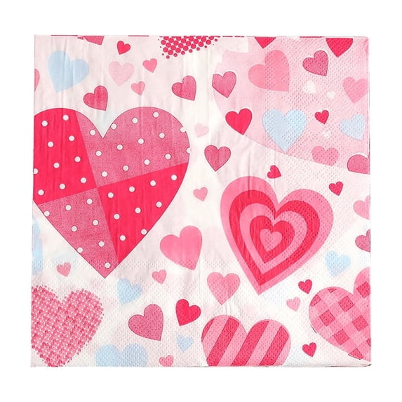 Valentine's Day Heart Print Disposable Handkerchief Napkins, Thickened Soft High Absorbency, Party Banquet Table Decor Facial Tissues, Easy Cleanup Creates Elegant Festive Atmosphere