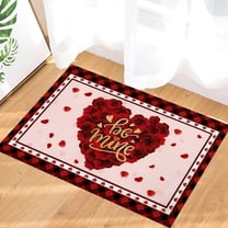 Valentine's Day Heart-Rose Entrance Mat - Romantic Non-Slip Welcome Doormat, Absorbent Stain-Resistant Rose-Printed Rug, Machine-Washable Soft Decor for Home, Bathroom & Entryway, 15.7*23.6in, D
