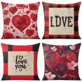 thumbnail image 1 of Valentine's Day Heart Roses Throw Pillow Covers 20"x20", Set Of 4, Linen Study Sofa Cushion Cover Indoor Living Room Home Decor, 1 of 7