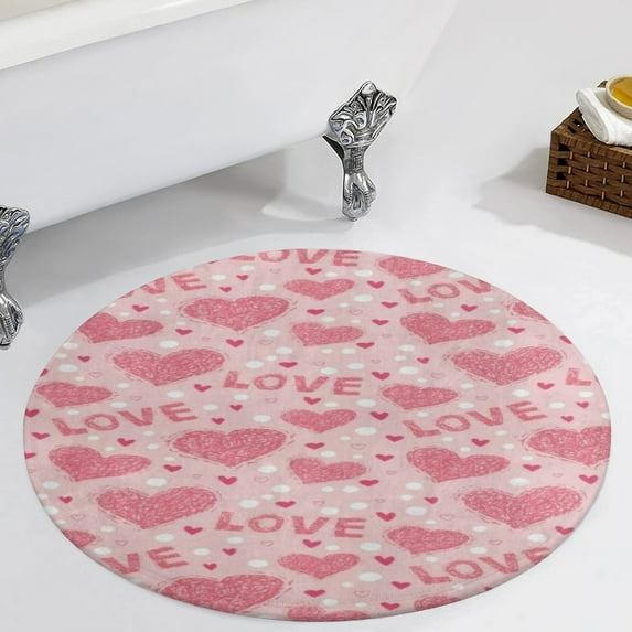 Valentine's Day Heart Round Carpet Circle Rug Outdoor Patio Area Rug Washable Large Area Rugs Hallway Room Decor Fitness Mats