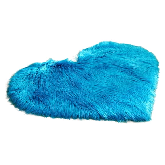Valentine's Day Heart Rug, Blue Heart Shaped Rug, Fluffy Faux Fur Rug, Shag Mats for Bedroom Living Room, Love Coquette Room Decor 12x16IN Outdoor Indoor Entrance Doormats Heavy Duty Welcome Mat