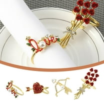 Valentine’s Day Heart Shape Napkin Ring | LOVE Pearl Alloy Napkin Holder | Romantic Hollow Out Floral Design | Single Pack | Bright Red Table Decor for Banquet Wedding Anniversary Party