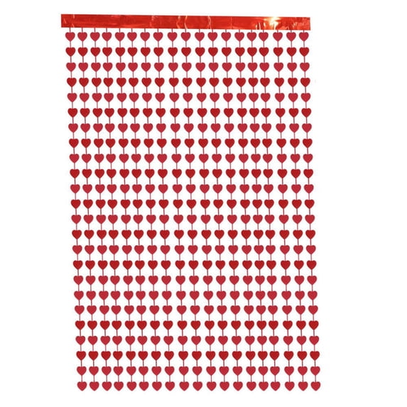 Valentine's Day Heart-Shaped Door Curtain (Red) Heart-Shaped Shimmering Sequined Curtain, Valentine's Day Heart Foil Curtain Decorations for Birthday Mother's Day Anniversary Celebration