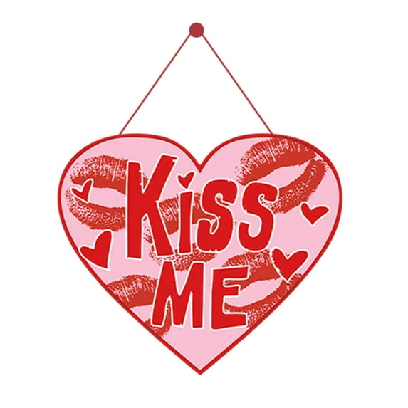 Valentine's Day Heart Shaped Door Sign 11.02" x 9.33" Festive Decoration Hanging Ornament for Bedroom Wall and Romantic Party Decor Paper Pendant