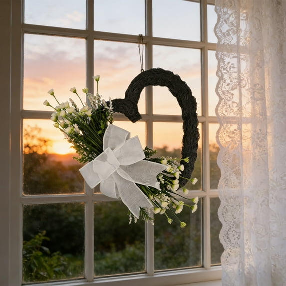 Valentine's Day Heart Shaped Flower Wreath, 18 Inch Door Wreath Pendant Home Front Door Decor, Festive Floral Door Wreath, Valentine's Day Mother's Day Wedding Home Door Decor