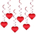 thumbnail image 1 of Valentine's Day Heart-Shaped Foil Swirl Decorations: 6-Pack Pre-Strung Red Hanging Pendants for Romantic Parties, Anniversaries, and Festive Indoor/Outdoor Celebrations, 1 of 3