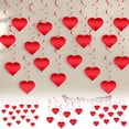 thumbnail image 1 of Valentine's Day Heart-Shaped Foil Swirl Decorations: 6-Pack Pre-Strung Red Hanging Pendants for Romantic Parties, Anniversaries, and Festive Indoor/Outdoor Celebrations, 1 of 4