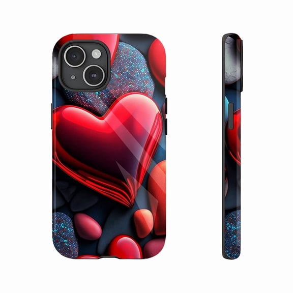 Valentine's Day Heart - Shaped Glossy Phone Case for Couples, Men & Women, Compatible with iPhone 11/12/13/14/15/16 (Pro Max/Plus)