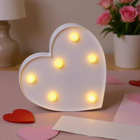 Valentine's Day Heart Shaped LED Marquee Sign Light Up , Battery Powered LED Lights for Night Light, Wedding, Birthday, Party, Christmas or Home Decor