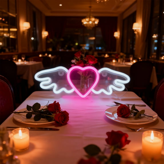 Valentine's Day Heart-Shaped Neon Lights, Valentines Hanging Decorations For Home, Valentines Day Neon Night Light, Decorations For Bedroom Little Lamp