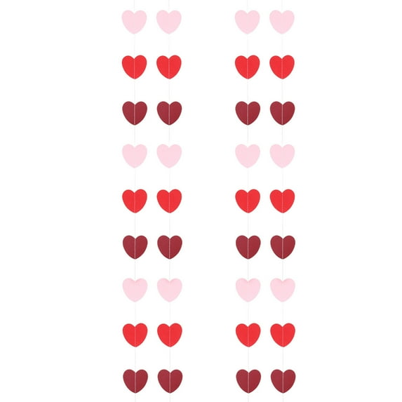 Valentine's Day Heart Shaped Paper Garland, Colorful Party Hanging Decorations, Adjustable Length Festive Bunting for Walls, Reusable Celebration Decor for Special Occasions
