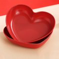 thumbnail image 1 of Valentine's Day Heart-Shaped Plates - 2 Pack Large Red Plastic Serving Trays for Cake, Snacks, Fruit, Party Display, 1 of 7