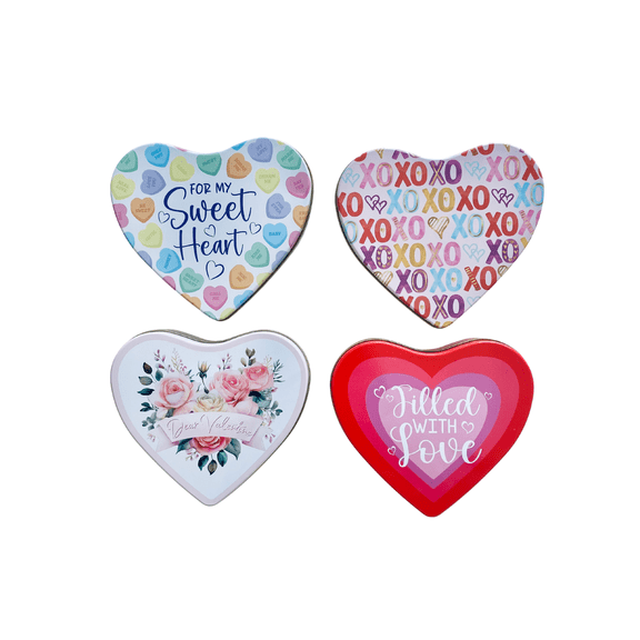 Valentines Day Heart- Shaped Printed Storage Tins Decorative Gift & Keepsake Boxes 2-Pack