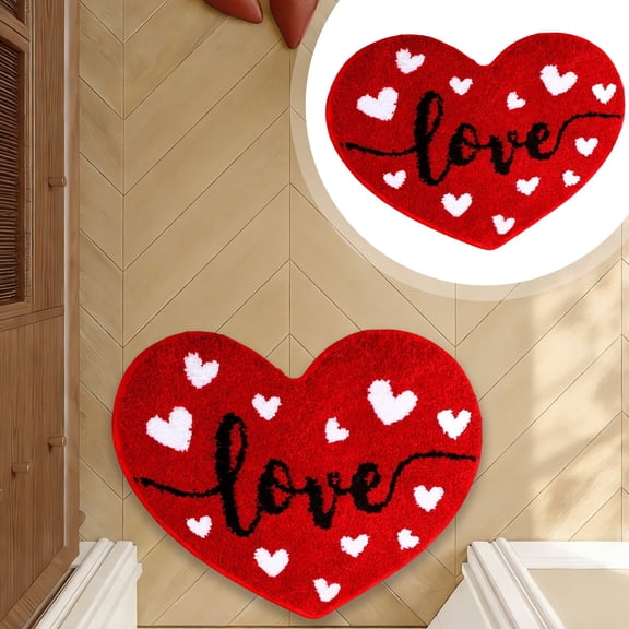 Valentine's Day Heart Shaped Rug,Valentines Bathroom Mat,Holiday Decoration Floor Mat,Soft Non-Slip for Bedroom,Bathroom and Entryway,15.7x23.6 in(A)