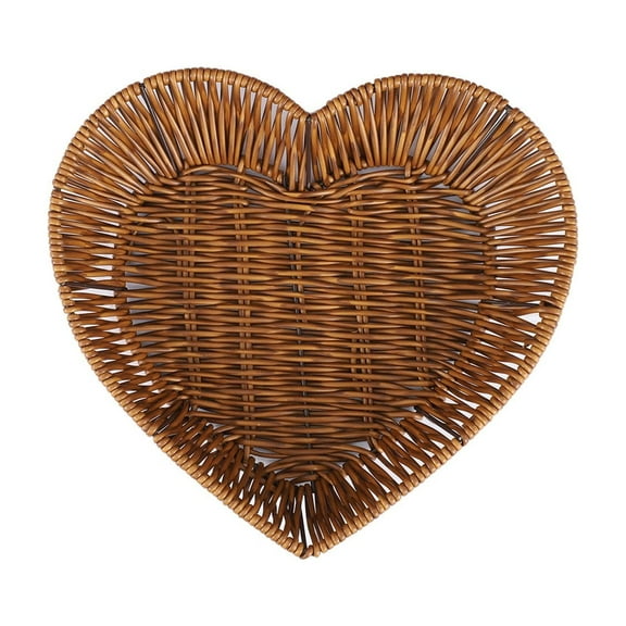 Valentine's Day Heart-Shaped Vines Storage Basket, Multi-Functional Plastic Weave Tray for Fruit, Snacks & Romantic Table Decor(7.8x8.6")
