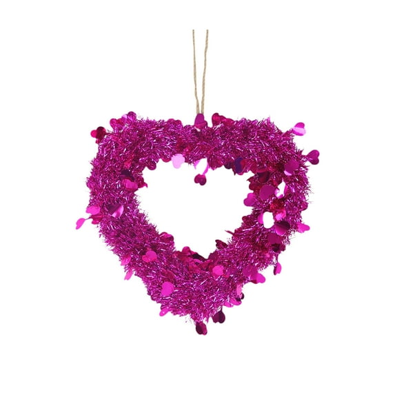 1 Pc Heart Shaped Wreath Hanging Decoration Love Pendant for Wedding Anniversary DIY Festival Wall Window Porch Outdoor Holiday Home Party Rose Red