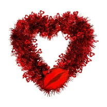 Valentine's Day Heart Shaped Wreath Garland Decorations For Festive Celebrations, Wedding Anniversary Birthday Versatile Hanging Decor For Front Door Window Wall Mantel, Glitter