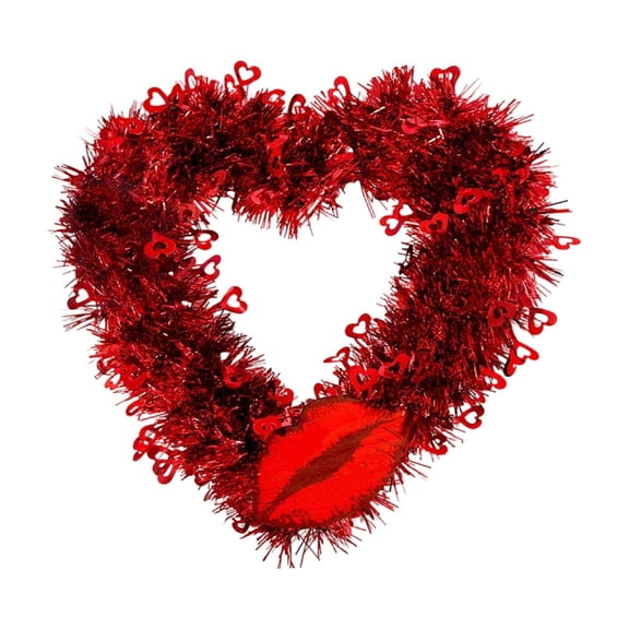 Valentine's Day Heart Shaped Wreath Garland Decorations For Festive Celebrations, Wedding Anniversary Birthday Versatile Hanging Decor For Front Door Window Wall Mantel, Glitter