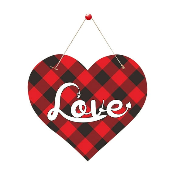 Valentine's Day Heart Sign Wall Hanging Decor -1 Pcs 9.84 Inch Happy Valentine's Day Sign Red Heart Welcome Plaque for Front Door Porch Window Wall Hanging Decor
