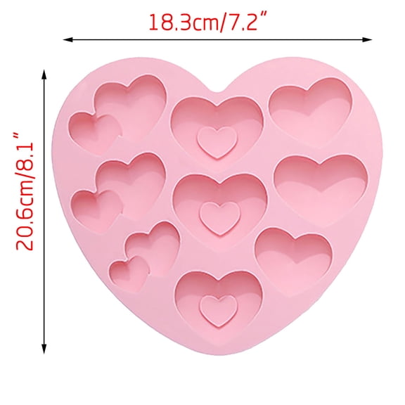 Valentine's Day Heart Silicone Cake Pan, Nonstick Heart Shaped Mold, Oven Safe Bakeware for Cakes, Brownies, and Desserts, Love Cake Mold Silicone Heart Chocolate Mold Sugar Cake Mold 9-Cup, Pink