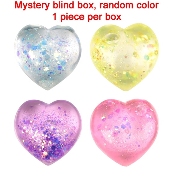Valentine’s Day Heart Squishy Toys, 1.6" Glitter Heart Stress Balls, Candy-Inspired Fidget & Sensory Squeeze Toys, Pocket-Sized Decompression Gifts for Kids & Teens 1PC