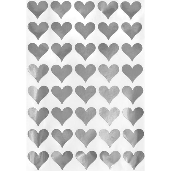 Valentine's Day Heart Stickers 3/4 inch Scrapbooking Sticker Sheets Love Embellishments Metallic Silver Labels 19mm - 4320 Pack by Royal Green