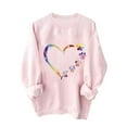 thumbnail image 1 of Valentine's Day Heart Sweatshirts Women Oversized Cute Crewneck Long Sleeve Pullover Tops Clothes, 1 of 4