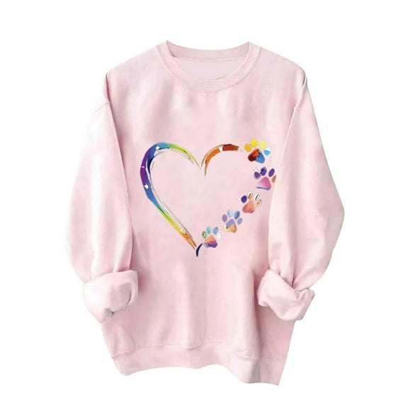 Valentine's Day Heart Sweatshirts Women Oversized Cute Crewneck Long Sleeve Pullover Tops Clothes
