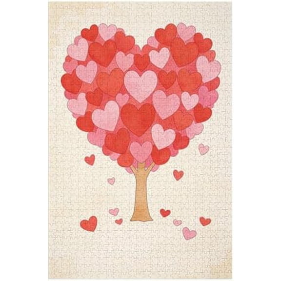 Valentine's Day Heart Tree Puzzle for Adults 500 Pieces, Romantic Jigsaw Puzzle, Fun & Challenging Puzzle, Family Game, 20.5x15 Inch