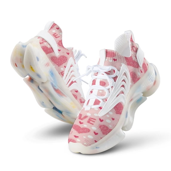 Valentine's Day Heart Walking Shoes for Men Woman Lightweight Tennis Fashion Elastic Sports Shoes Cushion Basketball Shoes