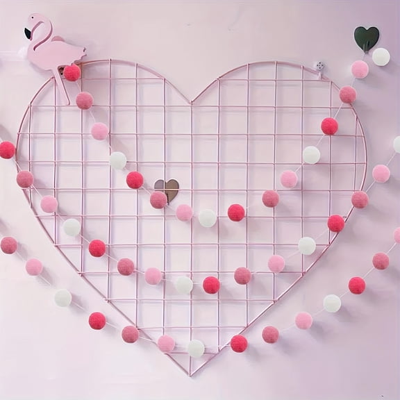 Valentine's Day Heart Wall Decor - Romantic Fabric Heart Garland for Bedroom, Living Room, Background Wall Decorations, Parties & Photo Backdrops