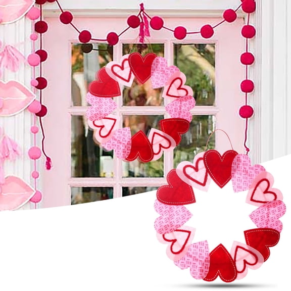 Valentine's Day Heart Wreath for Front Door Elegant Indoor Outdoor Hanging Party Decoration Floral Arrangement