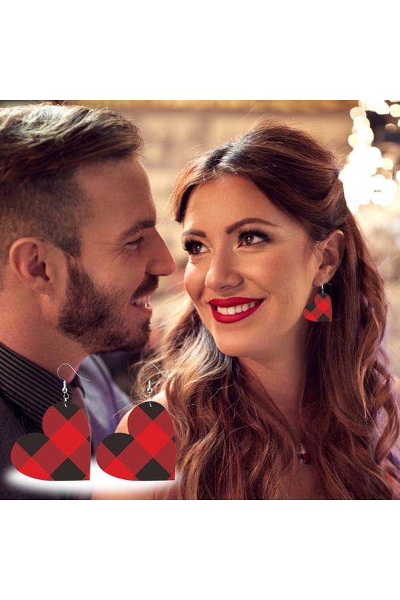 Valentine's Day Heart-shaped Leather Earrings Festival Gift 2.1x1.47in Women Jewelry